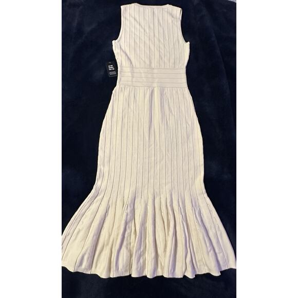 NWT Express XS Sleeveless Midi Dress Ribbed Knit Flared Mermaid Hem Cream Fairy - Picture 11 of 12